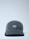Miu Miu Logo Motif Baseball Cap In Gray