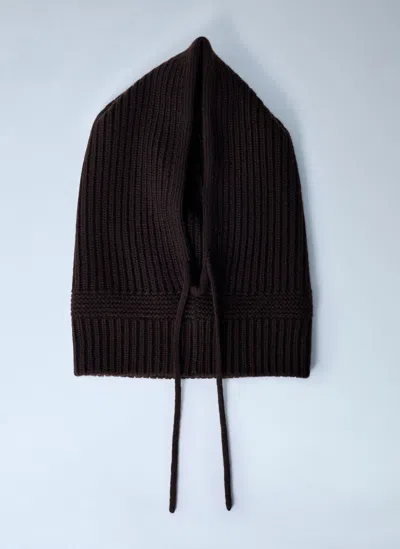 Miu Miu Logo Motif Beanie Hat In Brown