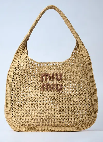 Miu Miu Logo Motif Crochet Shoulder Bag