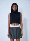 Miu Miu Zip-up Fleece Waistcoat In Blue