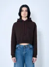 Miu Miu Long-sleeved Hooded Hoodie In Brown