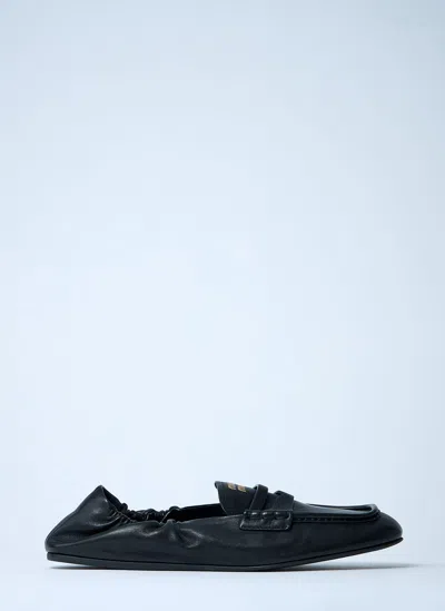 Miu Miu Logo Motif Leather Loafers