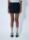 Miu Miu Fleece Miniskirt With Drawstring Waist And Zip Pockets In Black