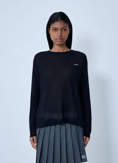 Miu Miu Logo Motif Sweater In Black