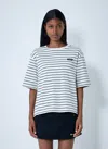 Miu Miu Striped Cotton T-shirt In White