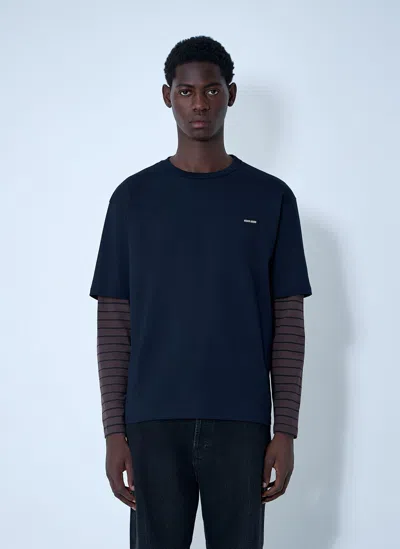 Miu Miu Logo Motif T-shirt In Blue