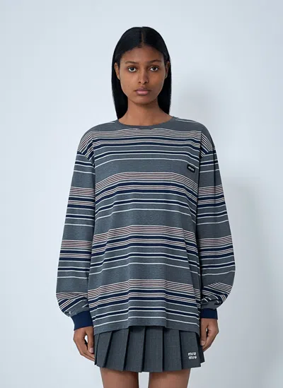Miu Miu Logo Motif Top In Gray