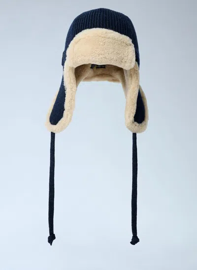 Miu Miu Logo Motif Trapper Hat In Blue