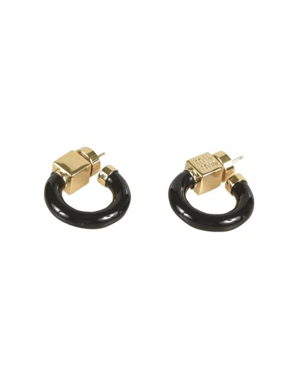 Miu Miu Logo-charm Half-hoop Earrings In Black
