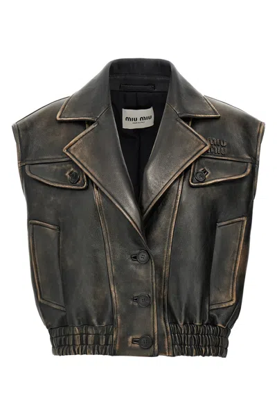Miu Miu Logo Nappa Vest