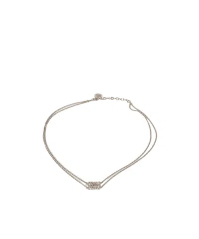 Miu Miu Logo Necklace In Yellow