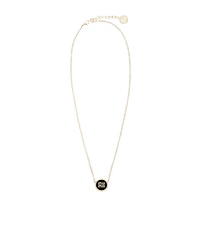 MIU MIU MIU MIU LOGO-DETAILED ROUND NECKLACE
