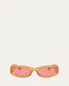 Miu Miu Logo Oval Acetate Sunglasses