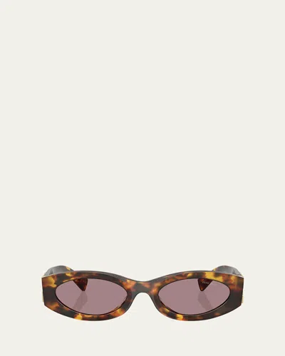 Miu Miu Womens Brown Mu A03s Irregular-frame Tortoise Acetate Sunglasses
