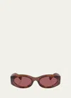 Miu Miu Womens Brown Mu 11ws Oval-shape Acetate Sunglasses In Dark Violet