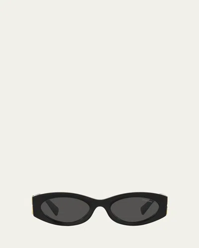 MIU MIU LOGO OVAL ACETATE SUNGLASSES