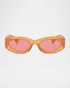 Miu Miu Logo Oval Acetate Sunglasses In Pink
