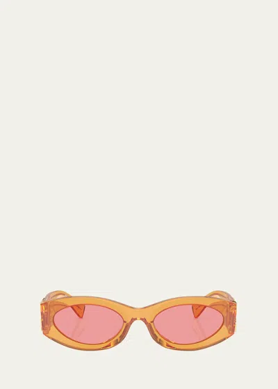 MIU MIU LOGO OVAL ACETATE SUNGLASSES
