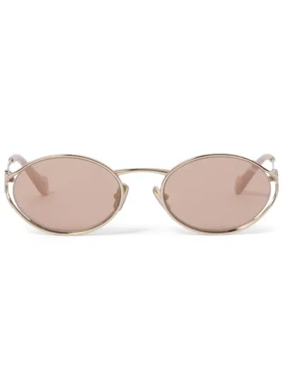 MIU MIU LOGO OVAL-FRAME SUNGLASSES
