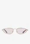 Miu Miu Logo Pale Gold Sunglasses Women In Neutral