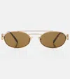 Miu Miu Logo Oval Sunglasses In Multicoloured