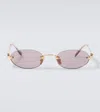 Miu Miu Logo Oval Sunglasses In Purple