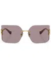 Miu Miu Runway Rimless Square Metal Sunglasses In Gold