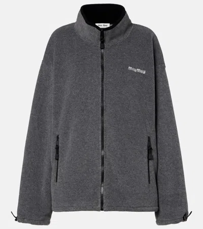 Miu Miu Oversize-jacke Aus Fleece In Gray