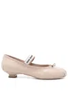 Miu Miu Logo-patch Ballet Flats In Neutrals