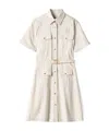Miu Miu Logo-patch Belted Shirt Dress In Gray