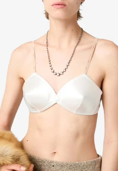 Miu Miu Logo Patch Bra In White