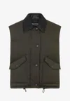 Miu Miu Sleeveless Padded Jacket With Smooth Collar In Green