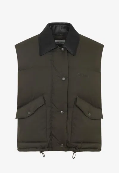 MIU MIU LOGO-PATCH BUTTONED VEST
