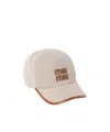 Miu Miu Logo-patch Canvas Baseball Hat In Nude