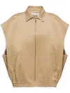 Miu Miu Logo-patch Chino Blouson In Neutrals