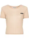 MIU MIU LOGO-PATCH CROPPED T-SHIRT