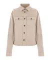 Miu Miu Jeanshemd Mit Logo-patch In Nude