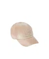 Miu Miu Logo-patch Distressed Cap In Nude
