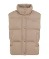 Miu Miu Logo-patch Down Gilet In Nude