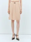 Miu Miu Women Logo Patch Jersey Skirt In Beige