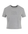 Miu Miu Logo Crop T-shirt In Gray