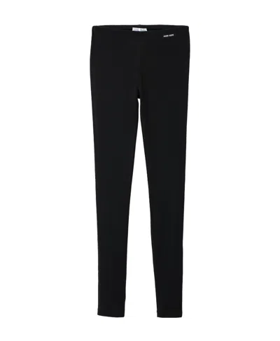 Miu Miu Logo-patch Layered Silk Leggings In Black