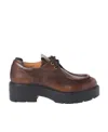 Miu Miu Logo-patch Leather Loafers In Brown