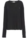 Miu Miu Langarmshirt Mit Logo-patch In Black