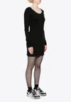 Miu Miu Logo Mini Dress In Black