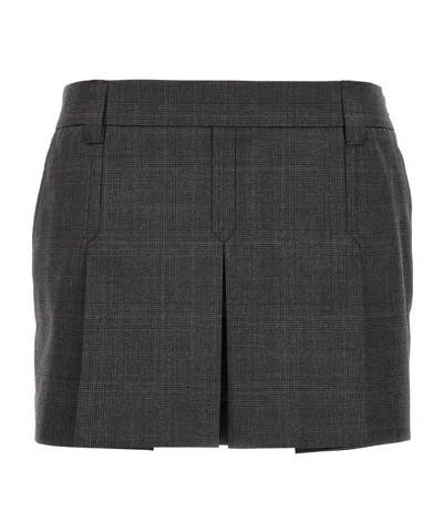 Miu Miu Logo-patch Mini Skirt In Printed