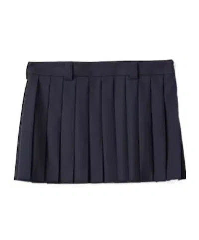 Miu Miu Logo-patch Pleated Mini Skirt In Black