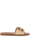 Miu Miu Beige Logo Sandals In F0018 Neutral