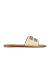 Miu Miu Beige Logo Sandals In Nude