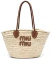 Miu Miu Logo-patch Raffia Tote Bag